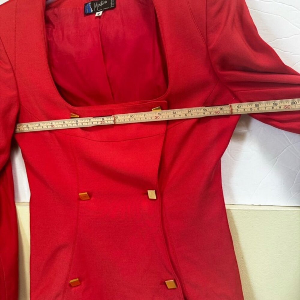 CLAUDE MONTANA Vintage 80s Tailored Blazer Jacket Futuristic Top Rare Red Wool 8 - Picture 14 of 16